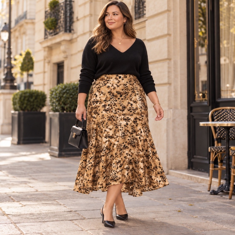 Banana Republic Leopard Print Flounce Hem Midi Skirt 18 Chic Parisian Classic